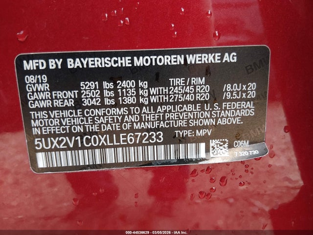 Продажа на аукционе авто 2020 Bmw X4 Xdrive30i, vin: 5UX2V1C0XLLE67233, номер лота: 44536629
