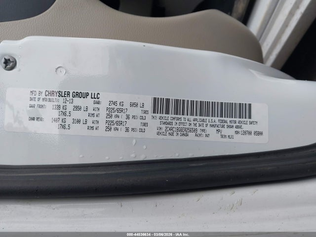 2014 Chrysler Town & Country Touring მანქანა იყიდება აუქციონზე, vin: 2C4RC1BG6ER256509, აუქციონის ნომერი: 44536634
