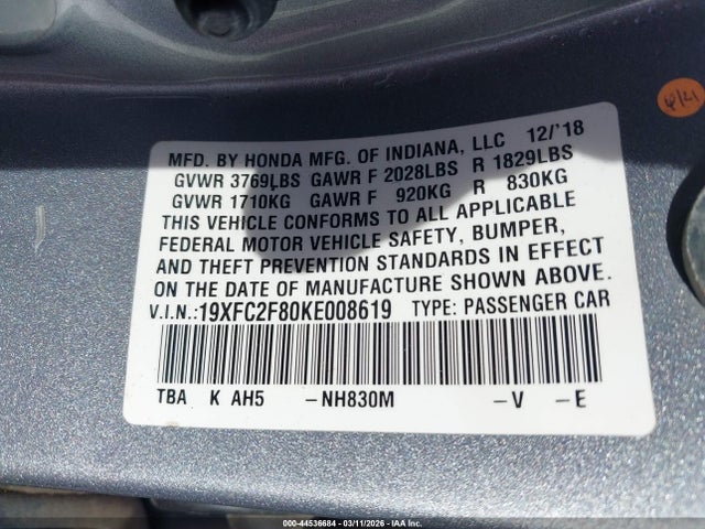 Honda Civic Sport 2019 19XFC2F80KE008619 Image 9