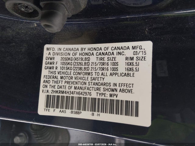 Honda CR-V LX 2015 2HKRM4H34FH642976 Image 9