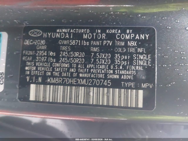 Продаж на аукціоні авто 2021 Hyundai Palisade Calligraphy, vin: KM8R7DHEXMU270745, номер лоту: 44536741