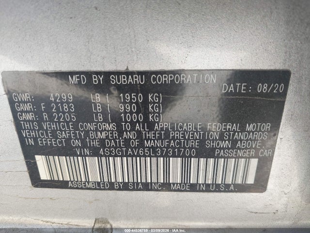 2020 SUBARU IMPREZA 4S3GTAV65L3731700 Photo 8