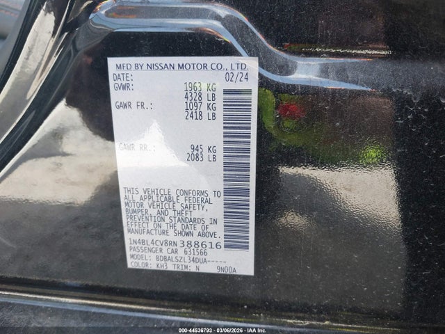 1N4BL4CV8RN388616 Nissan Altima Sr Fwd
