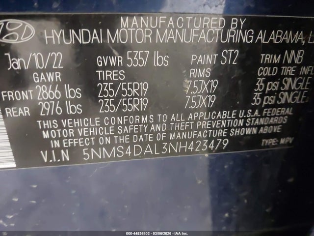 2022 HYUNDAI SANTA FE 5NMS4DAL3NH423479 Photo 8
