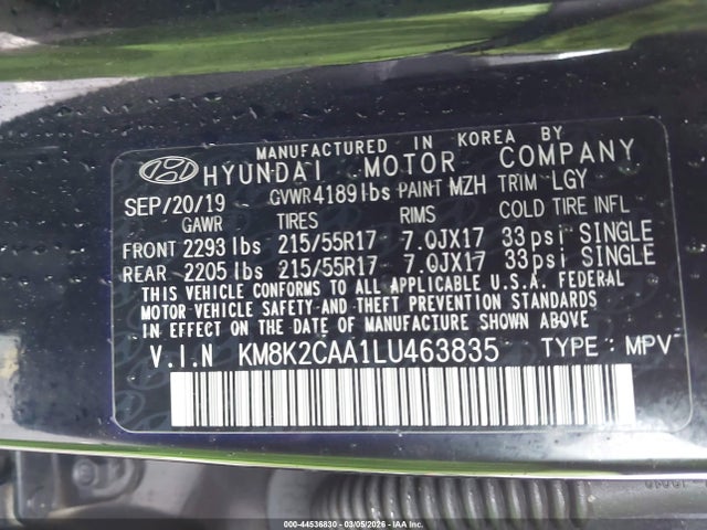 2020 HYUNDAI KONA KM8K2CAA1LU463835 Photo 8