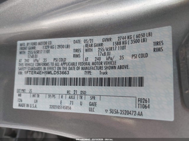 2021 FORD RANGER 1FTER4EH5MLD53663 Photo 8