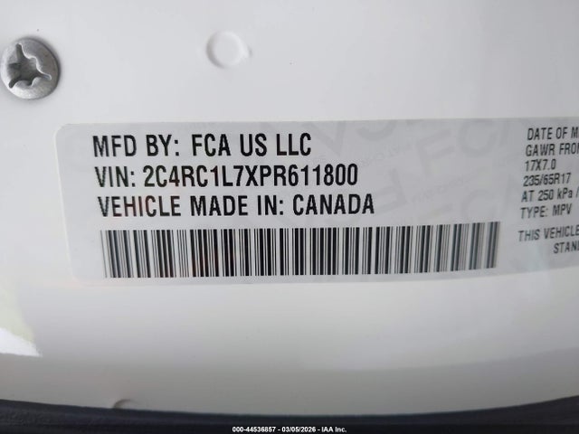 Aukcja sprzedaży 2023 Chrysler Pacifica Hybrid Touring L, vin: 2C4RC1L7XPR611800, numer aukcji: 44536857
