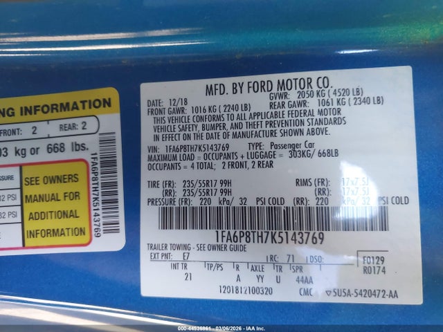 2019 FORD MUSTANG 1FA6P8TH7K5143769 Photo 8