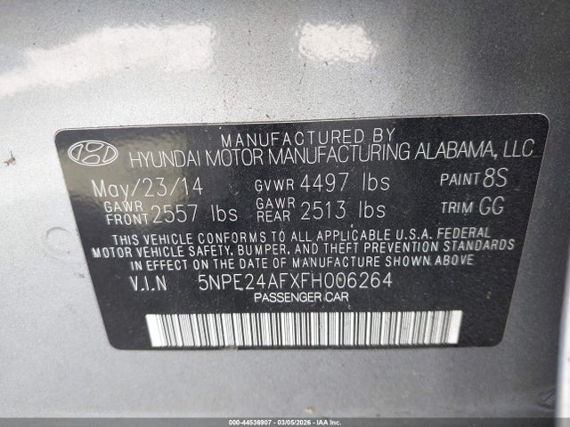 Hyundai SONATA SE 2015 5NPE24AFXFH006264 Image 9