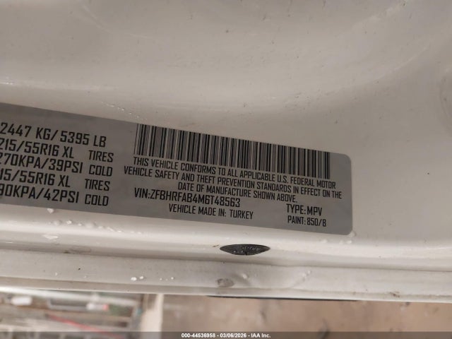 2021 Ram Promaster City Wagon მანქანა იყიდება აუქციონზე, vin: ZFBHRFAB4M6T48563, აუქციონის ნომერი: 44536958