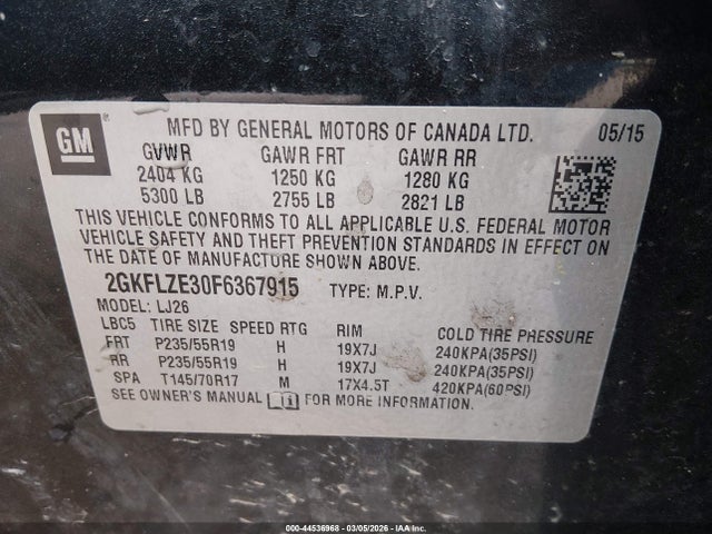 Продаж на аукціоні авто 2015 Gmc Terrain Denali, vin: 2GKFLZE30F6367915, номер лоту: 44536968