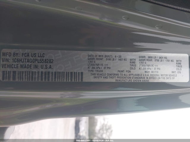 2023 JEEP GLADIATOR 1C6HJTAG0PL558282 Photo 8