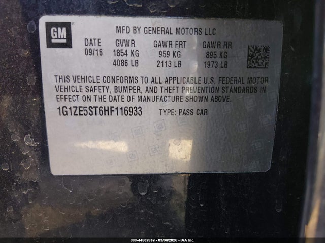 1G1ZE5ST6HF116933 Chevrolet MALIBU 1LT