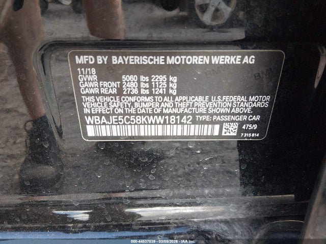 44537039 :رقم المزاد ، WBAJE5C58KWW18142 vin ، 2019 Bmw 540i مزاد بيع