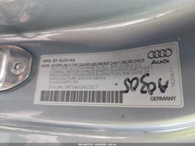 2008 AUDI S5 WAURV78T58A042327 Photo 8
