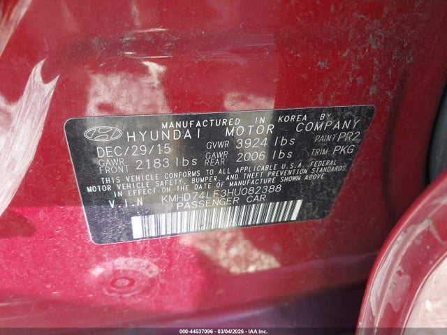 Hyundai ELANTRA SE 2017 KMHD74LF3HU082388 Image 9