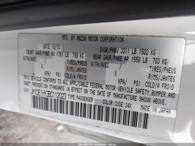 Aukcja sprzedaży 2011 Mazda Mazda2 Touring, vin: JM1DE1HY3B0112023, numer aukcji: 44537151