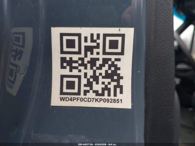 44537184 :رقم المزاد ، WD4PF0CD7KP092851 vin ، 2019 Mercedes-benz Sprinter 2500 High Roof V6 مزاد بيع