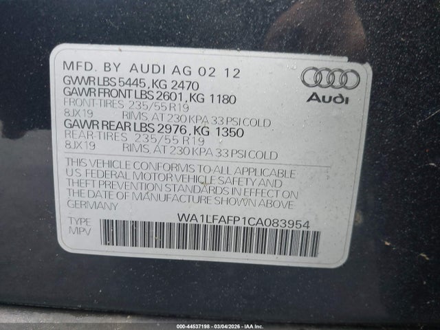 2012 AUDI Q5 WA1LFAFP1CA083954 Photo 8