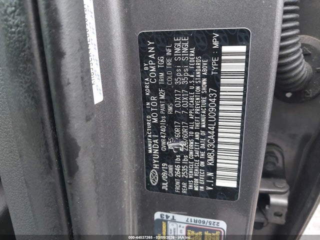 44537265 :رقم المزاد ، KM8J3CA44LU090437 vin ، 2020 Hyundai Tucson Value مزاد بيع