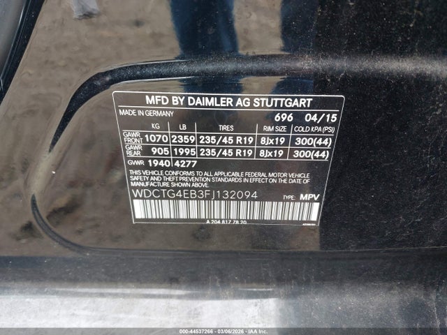 Продажа на аукционе авто 2015 Mercedes-benz Gla 250, vin: WDCTG4EB3FJ132094, номер лота: 44537266