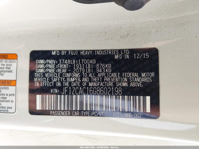 2016 SUBARU BRZ JF1ZCAC16G8602198 Photo 8