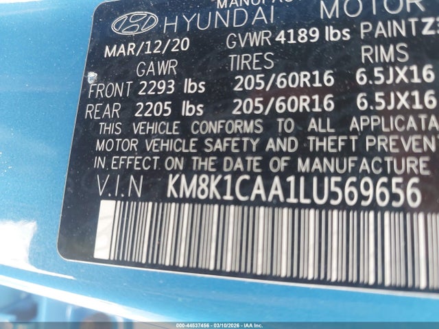 2020 HYUNDAI KONA KM8K1CAA1LU569656 Photo 8