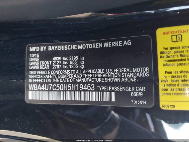Продаж на аукціоні авто 2017 Bmw 430i, vin: WBA4U7C50H5H19463, номер лоту: 44537483