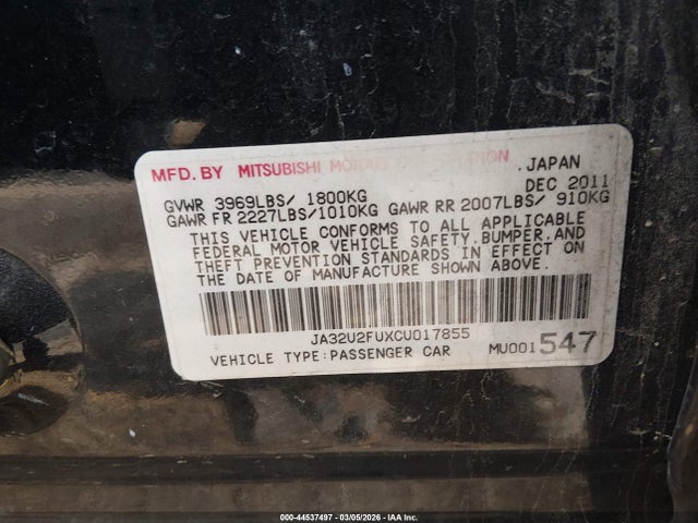 2012 MITSUBISHI LANCER JA32U2FUXCU017855 Photo 8