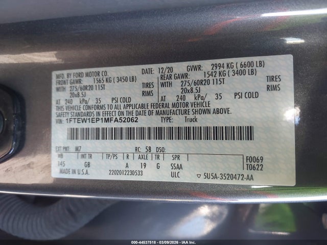 Ford F-150 Xl 2021 1FTEW1EP1MFA52062 Image 9