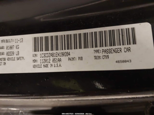 Продаж на аукціоні авто 2014 Dodge Avenger Se, vin: 1C3CDZAB1EN190394, номер лоту: 44537523