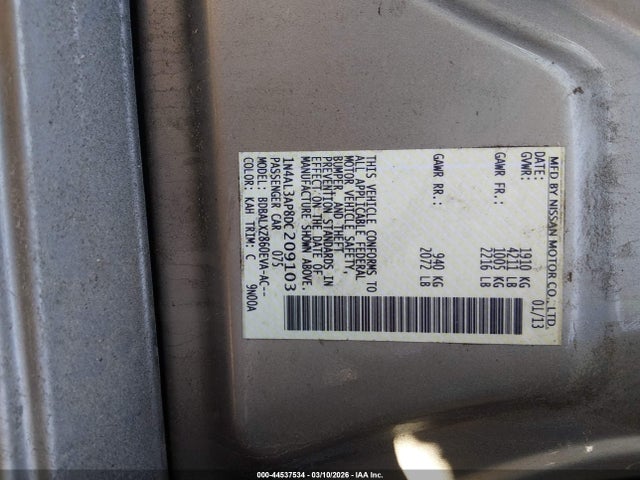 Aukcja sprzedaży 2013 Nissan Altima 2.5 Sl, vin: 1N4AL3AP8DC209103, numer aukcji: 44537534
