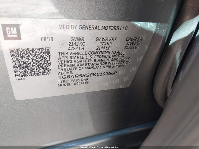 Продажа на аукционе авто 2019 Cadillac Cts Luxury, vin: 1G6AR5SS8K0102660, номер лота: 44537564