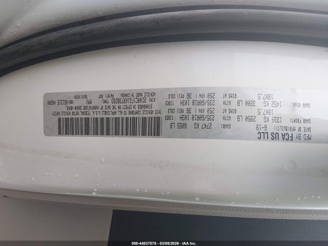44537578 :رقم المزاد ، 2C4RC1FG1KR738293 vin ، 2019 Chrysler Pacifica Touring Plus مزاد بيع