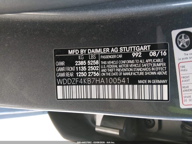 44537582 :رقم المزاد ، WDDZF4KB7HA100541 vin ، 2017 Mercedes-benz E 300 4matic مزاد بيع