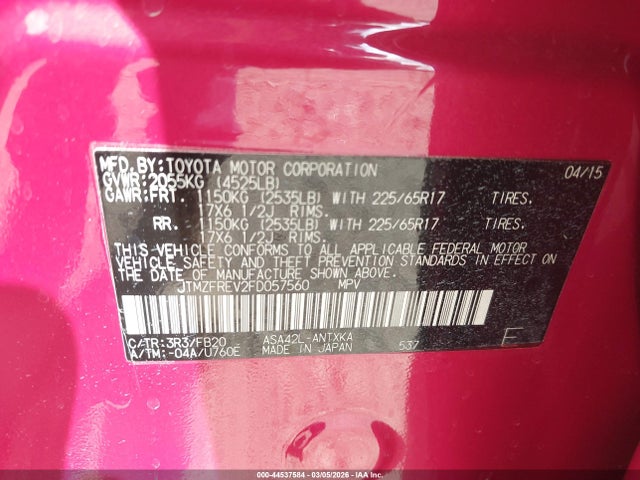 2015 TOYOTA RAV4 JTMZFREV2FD057560 Photo 8