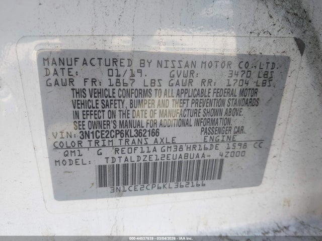 Nissan Versa Note Sv 2019 3N1CE2CP6KL362166 Image 9