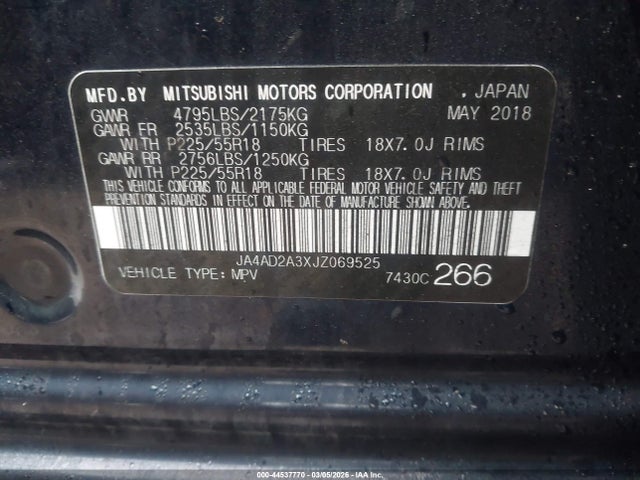 2018 MITSUBISHI OUTLANDER JA4AD2A3XJZ069525 Photo 8