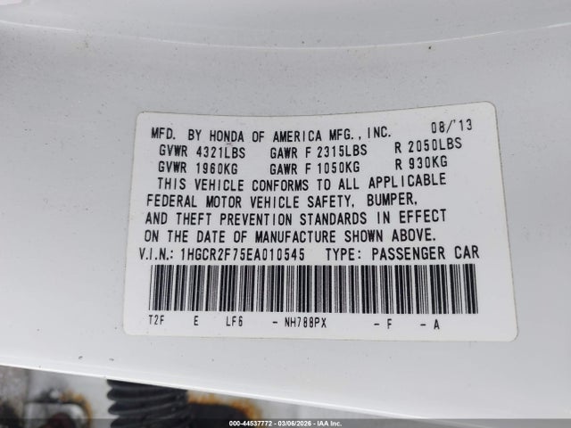 Honda ACCORD EX 2014 1HGCR2F75EA010545 Image 9