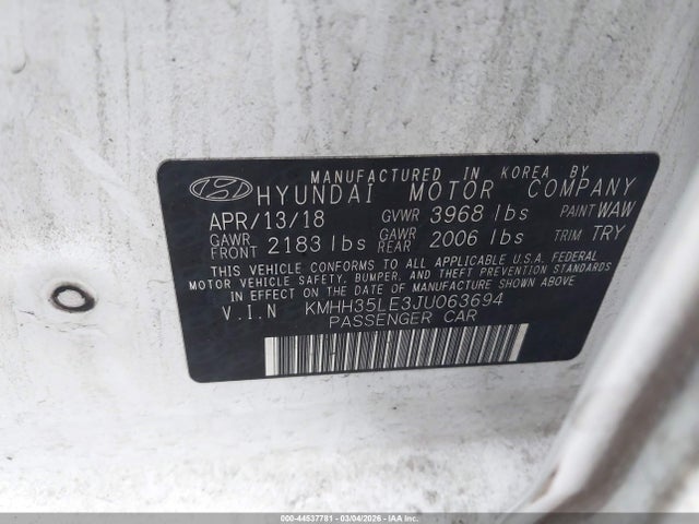 KMHH35LE3JU063694 Hyundai ELANTRA GT