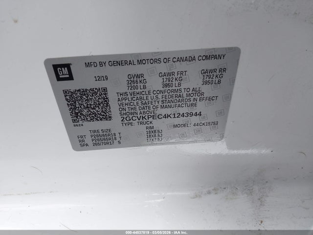 2019 CHEVROLET SILVERADO 1500 LD 2GCVKPEC4K1243944 Photo 8