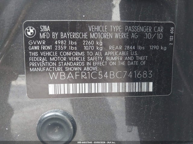 2011 BMW 528I WBAFR1C54BC741683 Photo 8