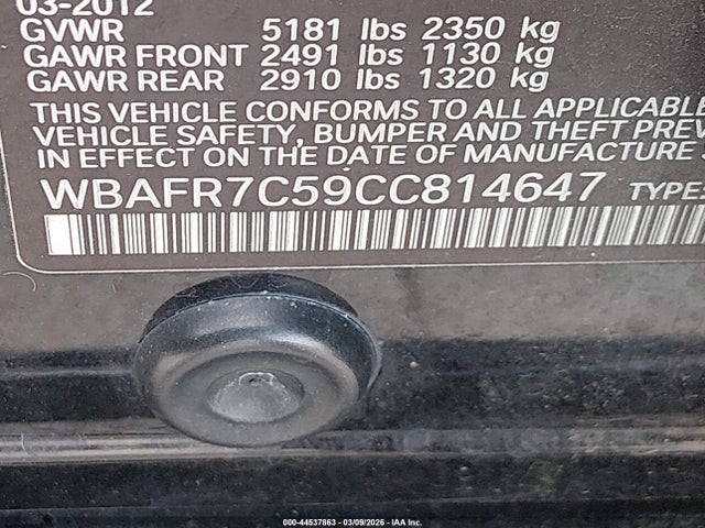 2012 BMW 535I WBAFR7C59CC814647 Photo 8