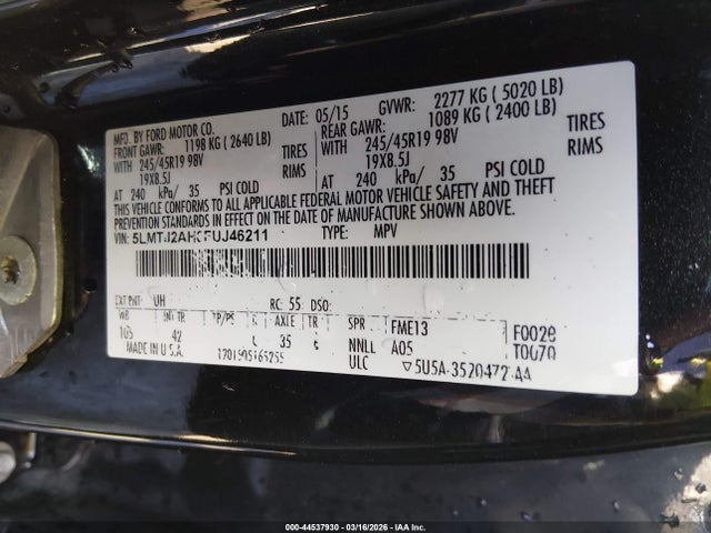 2015 LINCOLN MKC 5LMTJ2AH0FUJ46211 Photo 8