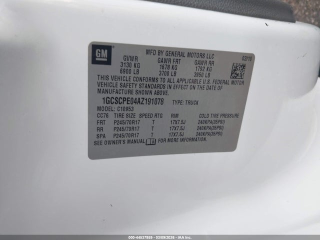 Aukcja sprzedaży 2010 Chevrolet Silverado 1500 Work Truck, vin: 1GCSCPE04AZ191078, numer aukcji: 44537959