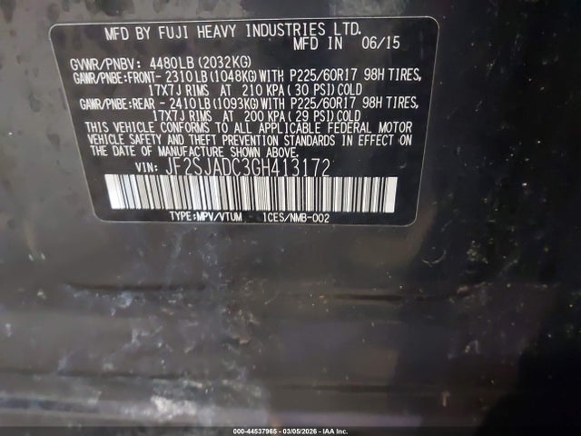 Subaru Forester 2.5i Premium 2016 JF2SJADC3GH413172 Image 9