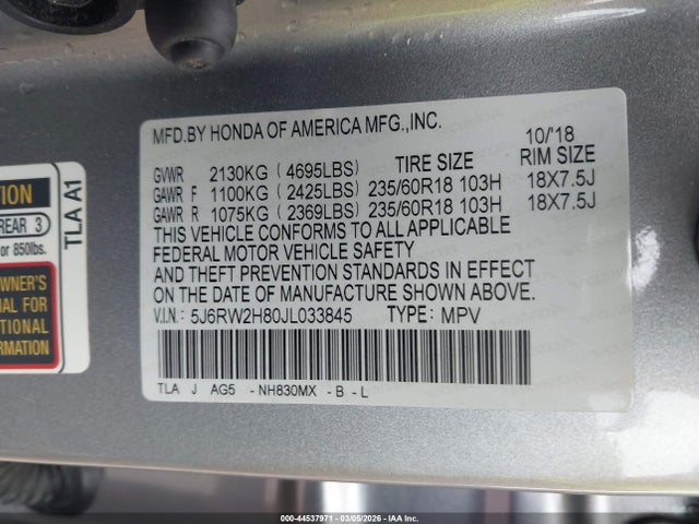 2018 HONDA CR-V 5J6RW2H80JL033845 Photo 8