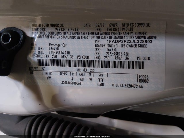 2018 FORD FOCUS 1FADP3F23JL328803 Photo 8