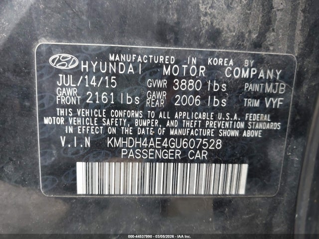 2016 HYUNDAI ELANTRA KMHDH4AE4GU607528 Photo 8