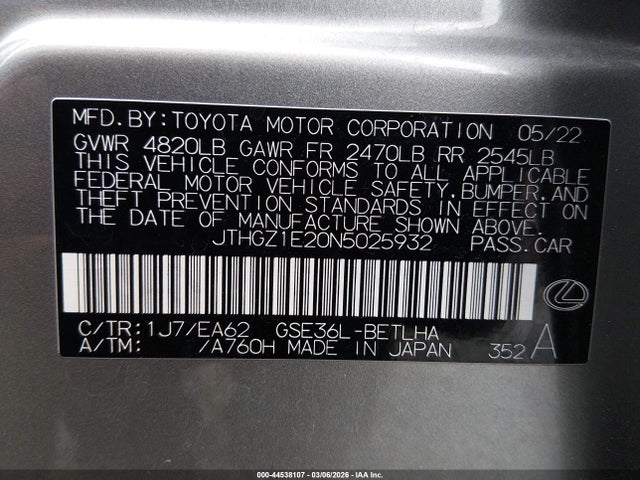 2022 LEXUS IS 350 JTHGZ1E20N5025932 Photo 8